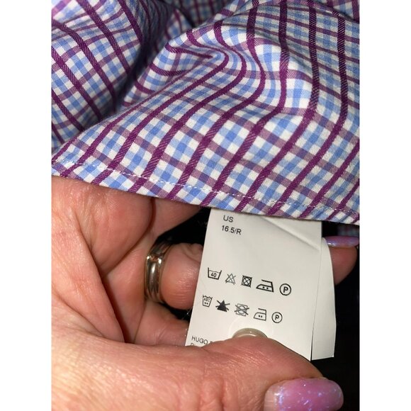 New BOSS SHARP-FIT SHIRT IN OXFORD COTTON WITH GINGHAM CHECK Size 16-32/33 - Picture 8 of 11